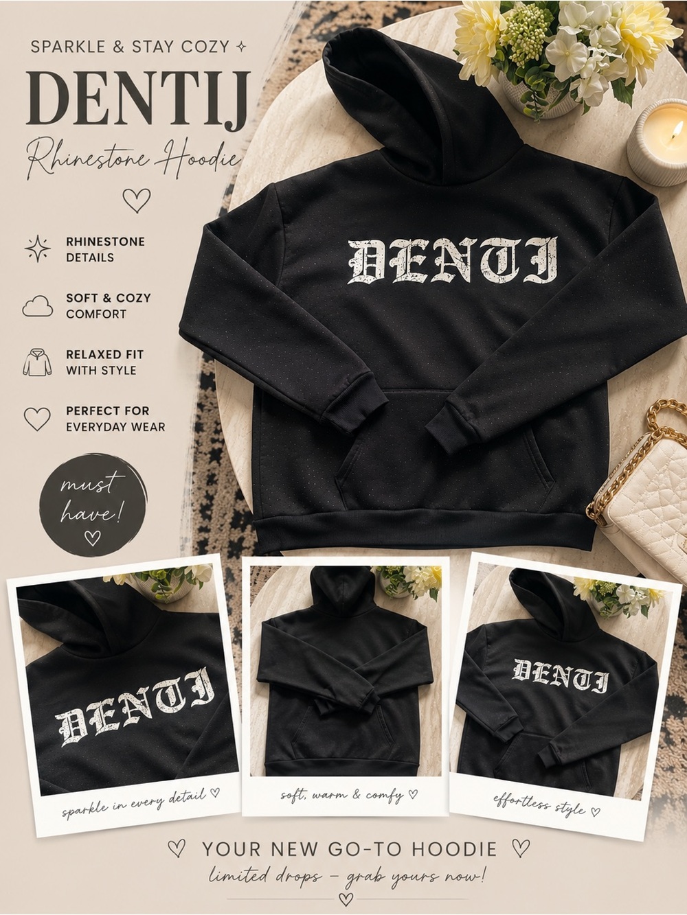 S Black Hooded Sweatshirt